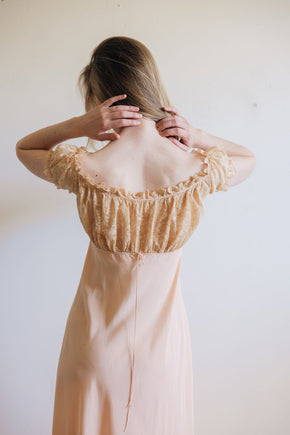 1930s silk lace empire regency lingerie gown, France