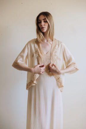 1930s silk lace bridal trousseau set