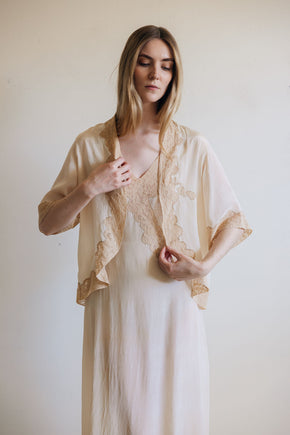 1930s silk lace bridal trousseau set