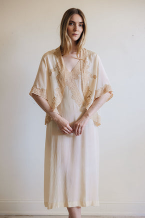 1930s silk lace bridal trousseau set