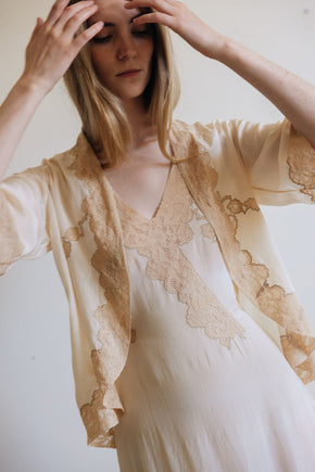 1930s silk lace bridal trousseau set