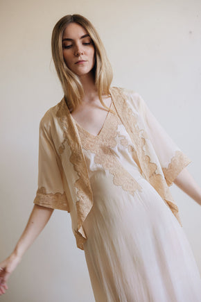 1930s silk lace bridal trousseau set