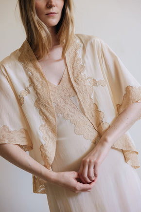 1930s silk lace bridal trousseau set