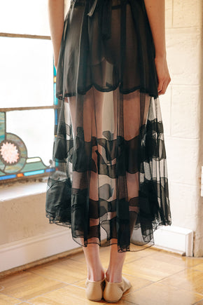 1930s silk chiffon net insertion gown