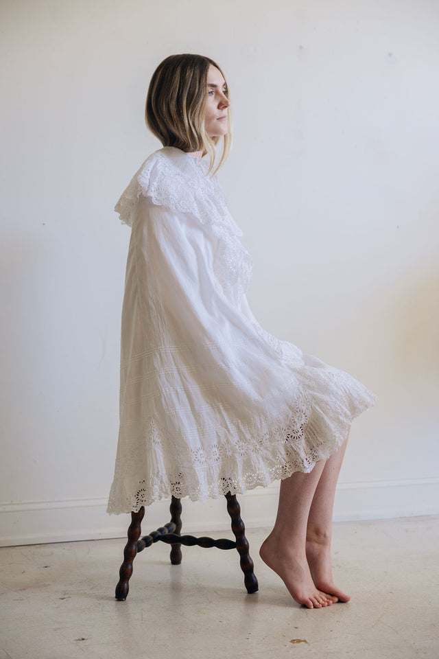 1900s eyelet cotton cape, France
