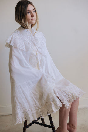 1900s eyelet cotton cape, France