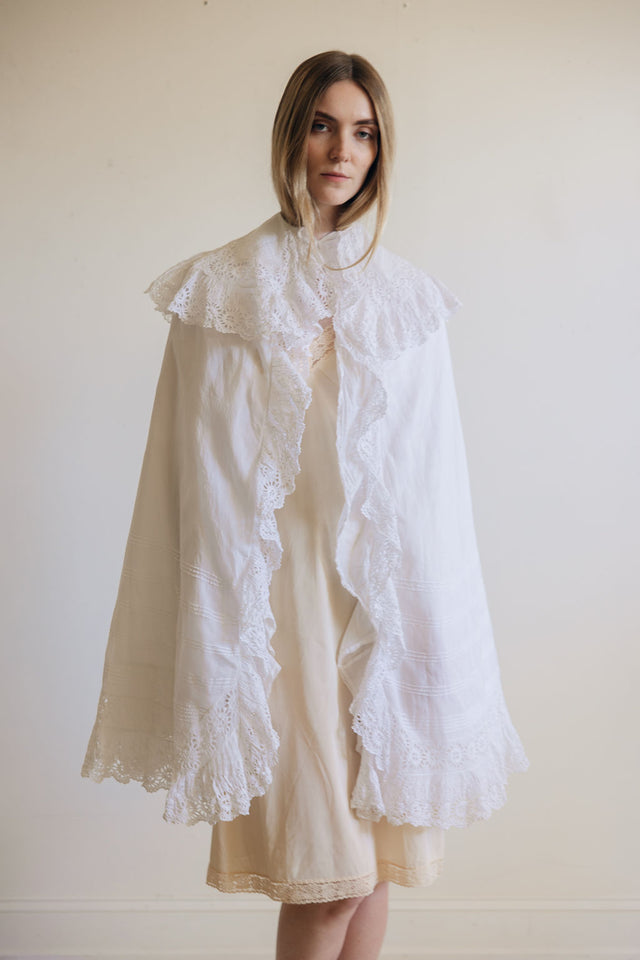 1900s eyelet cotton cape, France