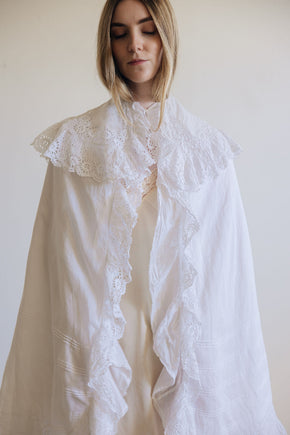 1900s eyelet cotton cape, France