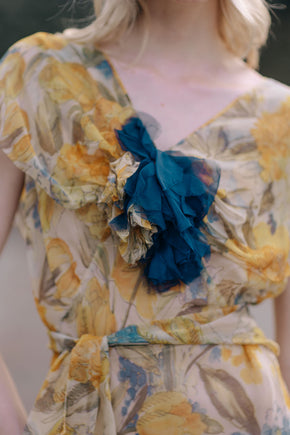 1930s floral silk chiffon gown