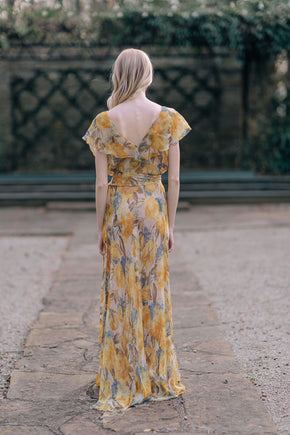 1930s floral silk chiffon gown