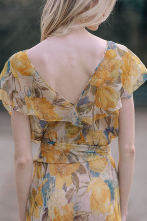 1930s floral silk chiffon gown