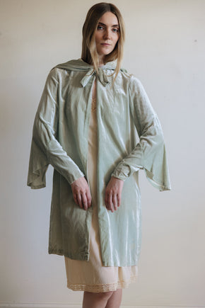 1920s mint green velvet coat, France