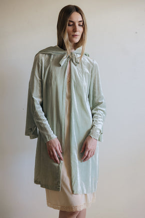 1920s mint green velvet coat, France