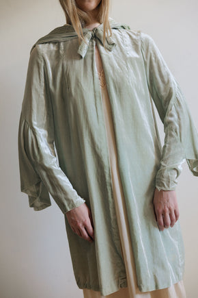 1920s mint green velvet coat, France