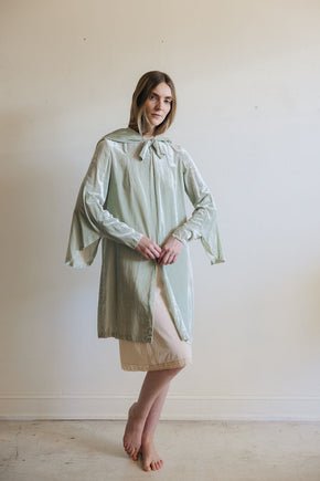 1920s mint green velvet coat, France