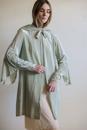 1920s mint green velvet coat, France