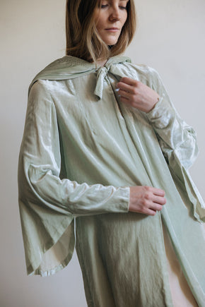 1920s mint green velvet coat, France