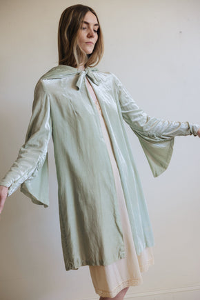 1920s mint green velvet coat, France