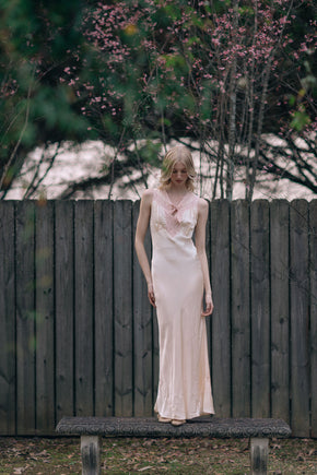 1930s bias silk satin lace slip