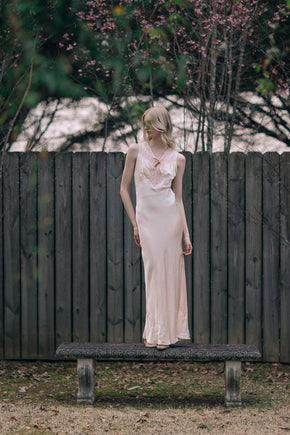 1930s bias silk satin lace slip