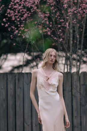 1930s bias silk satin lace slip