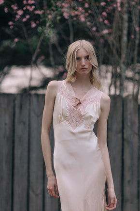 1930s bias silk satin lace slip