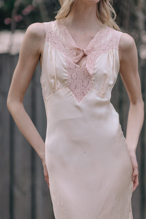 1930s bias silk satin lace slip