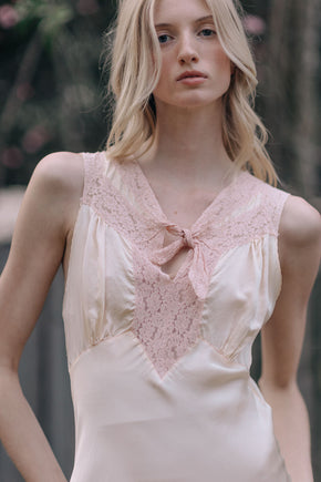 1930s bias silk satin lace slip