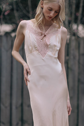 1930s bias silk satin lace slip