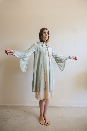 1920s mint green velvet coat, France
