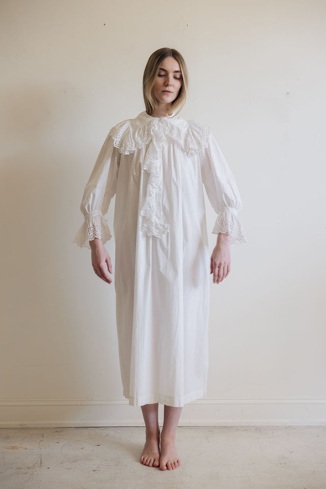 1900s cotton eyelet nightgown, France