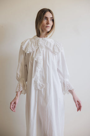 1900s cotton eyelet nightgown, France