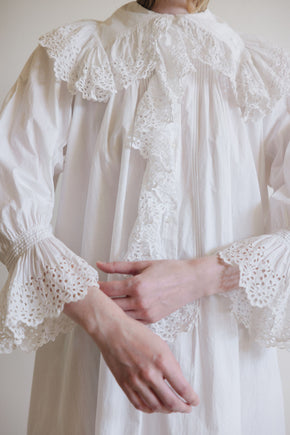 1900s cotton eyelet nightgown, France