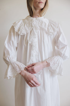 1900s cotton eyelet nightgown, France