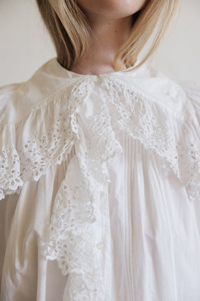 1900s cotton eyelet nightgown, France