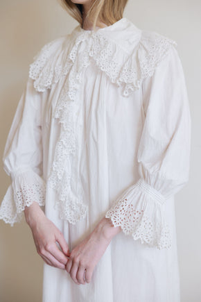 1900s cotton eyelet nightgown, France