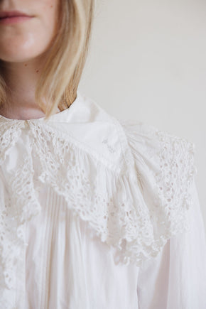 1900s cotton eyelet nightgown, France