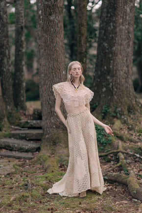 1900s silk lace appliqué skirt