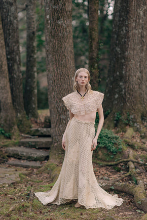1900s silk lace appliqué skirt