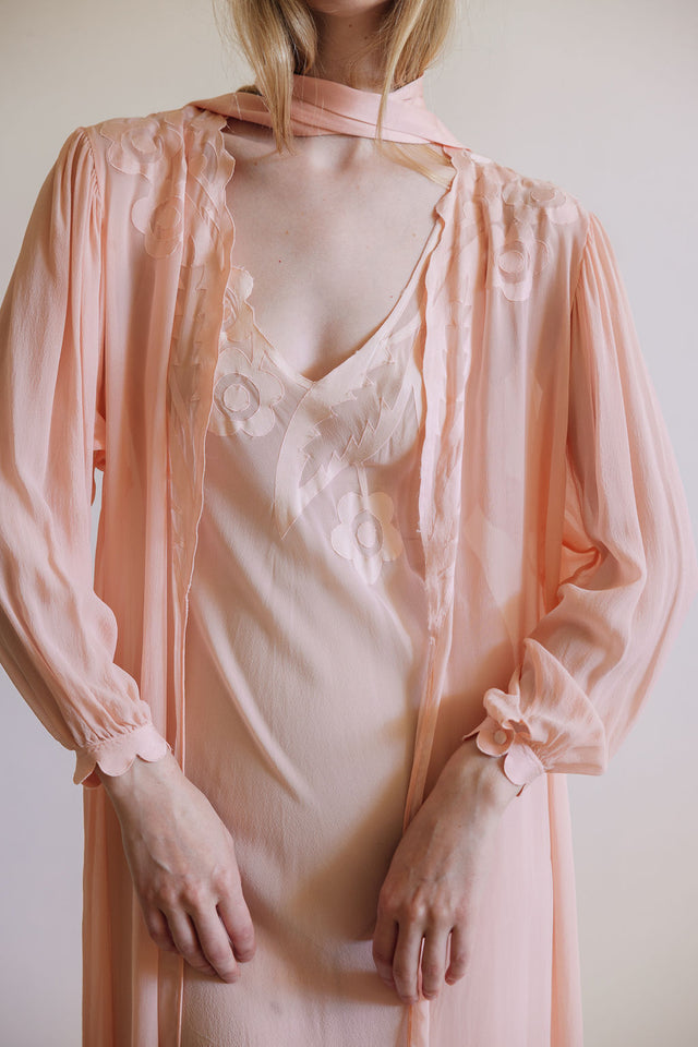 Vintage silk La Perla peignoir set