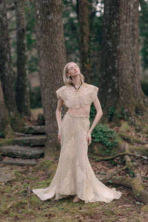 1900s silk lace appliqué skirt