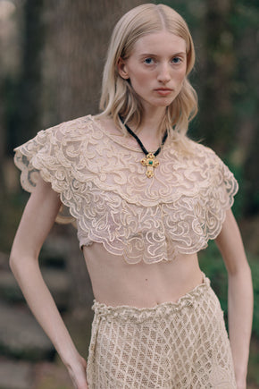 1900s lace appliqué collar blouse