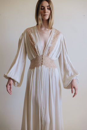 1930s blouson sleeve silk robe