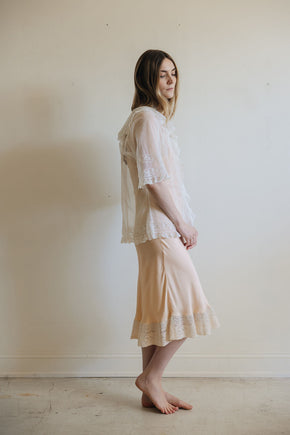 1900s ivory net lace blouse, France
