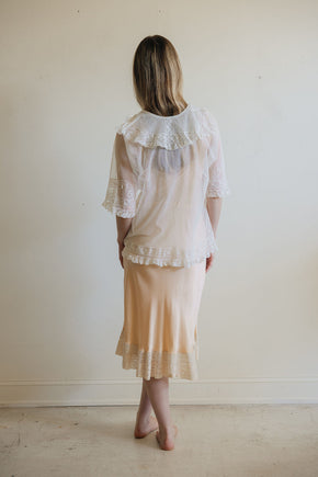 1900s ivory net lace blouse, France