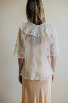 1900s ivory net lace blouse, France