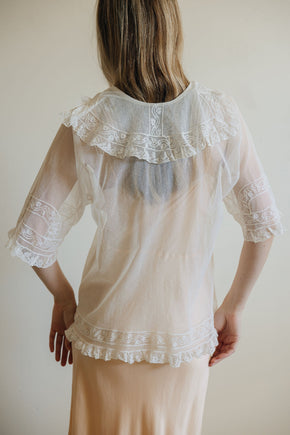 1900s ivory net lace blouse, France