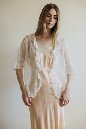 1900s ivory net lace blouse, France