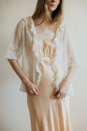 1900s ivory net lace blouse, France
