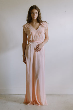 1930s pink French bias cut nightgown